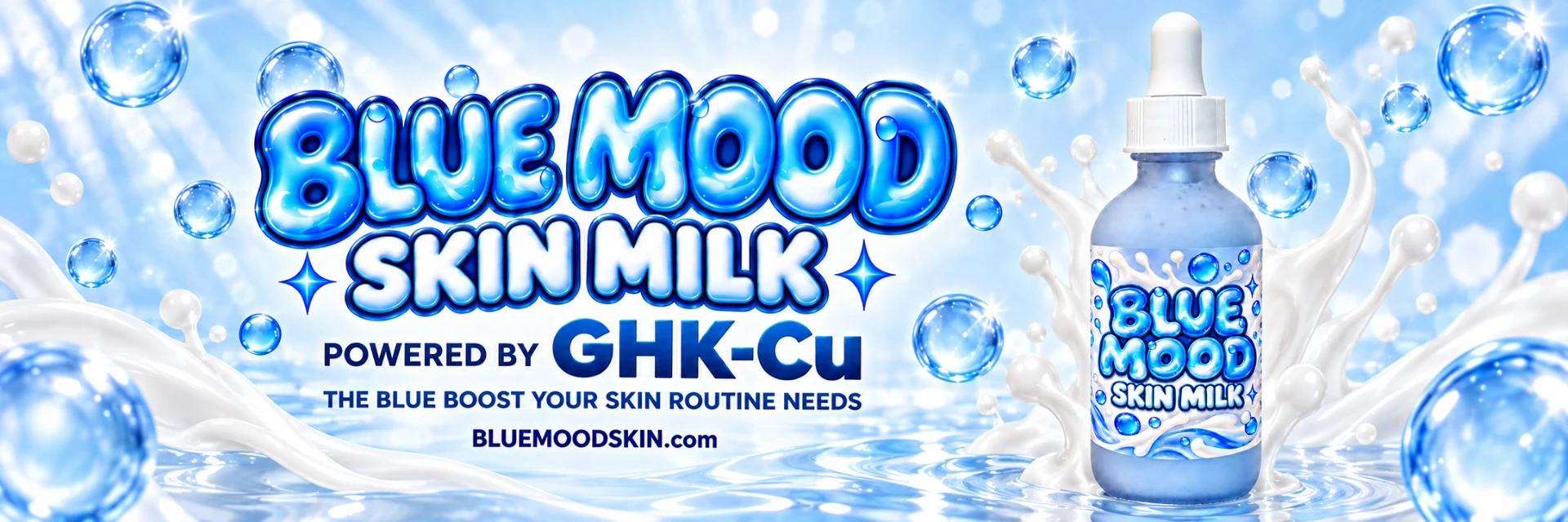 Blue Mood Skin Milk powered by GHK-Cu β the blue boost your skin routine needs